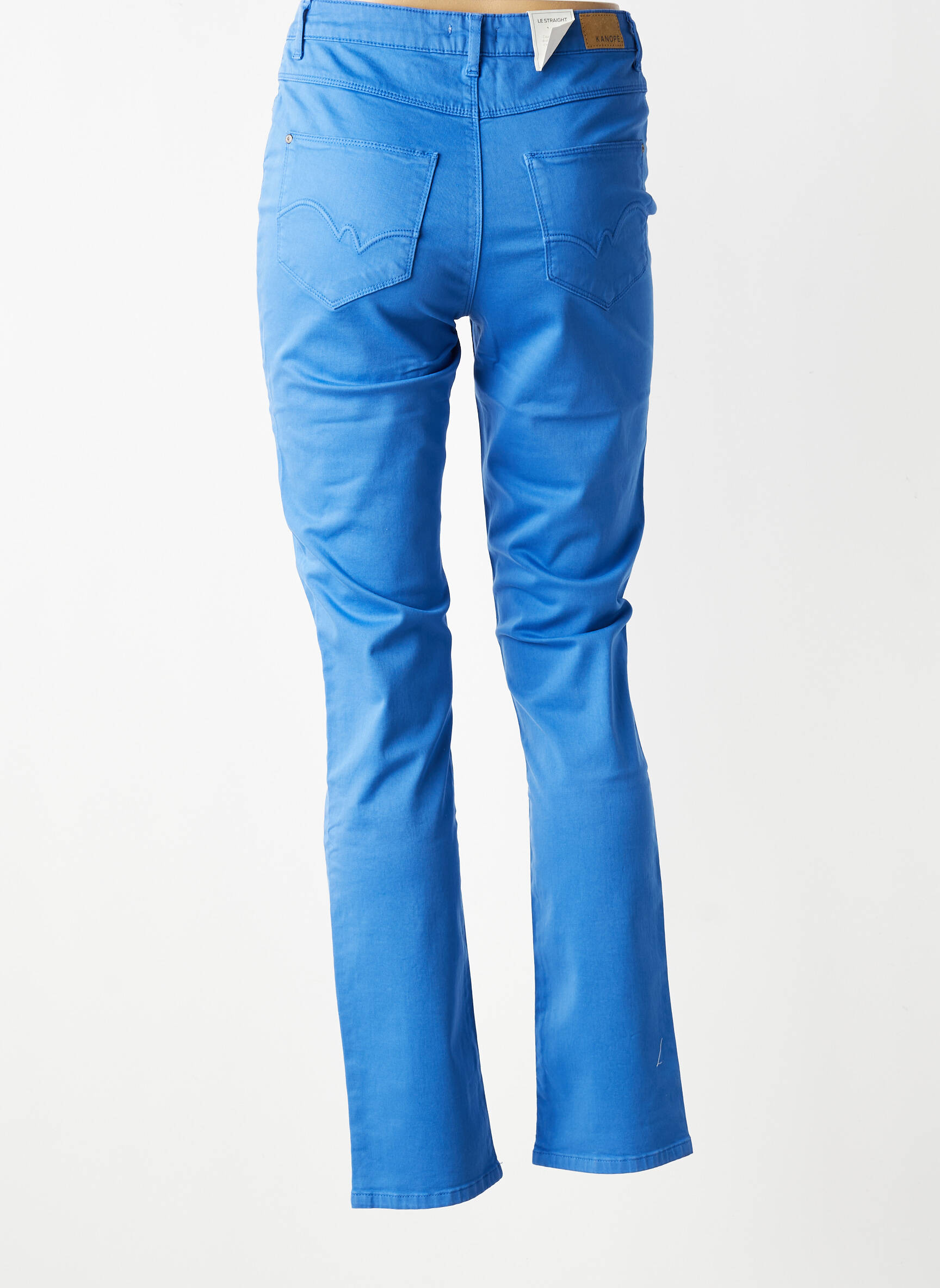Pantalon slim țesătură poplin mărime normală albastru KANOPE femeie