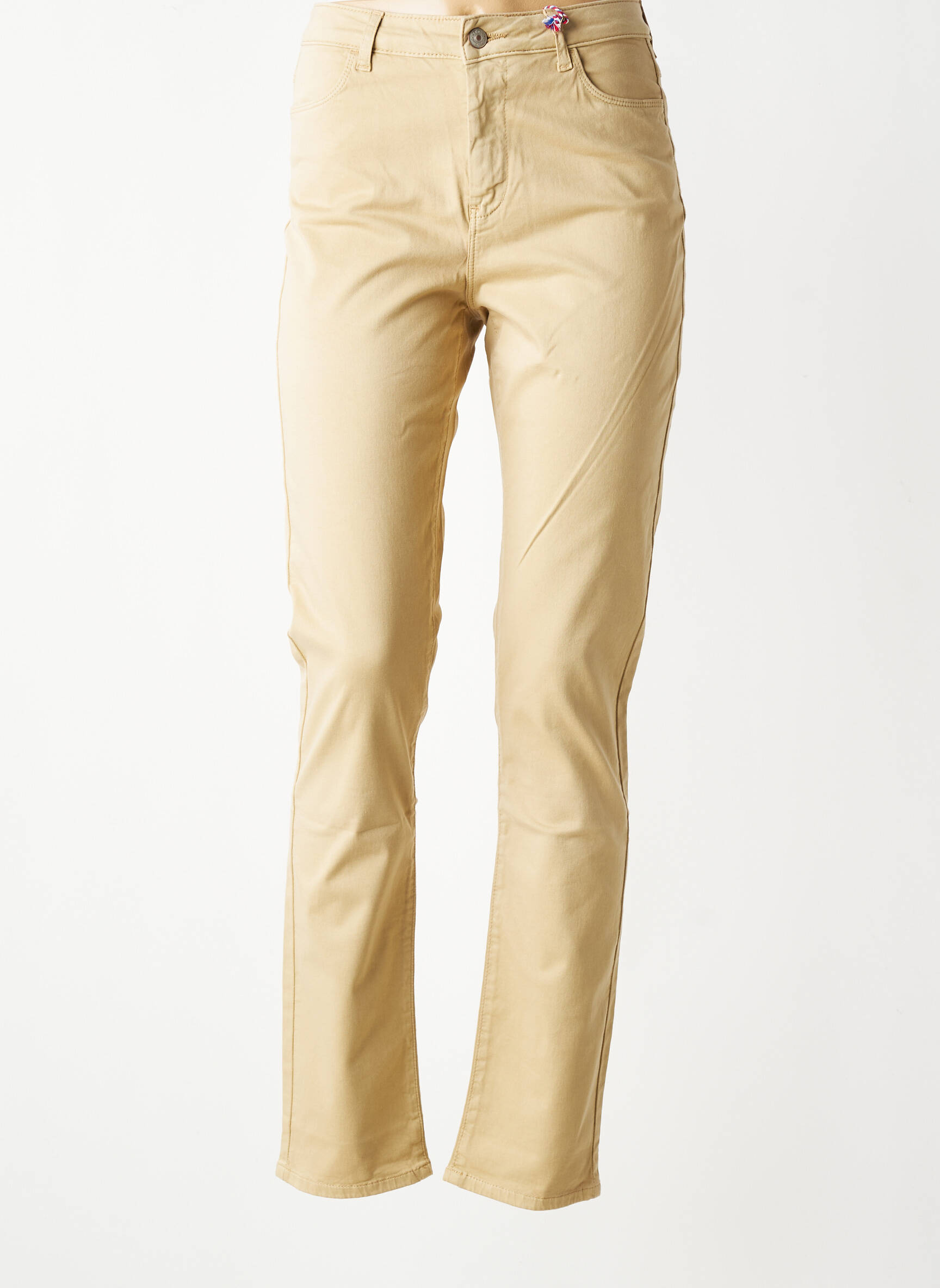 Pantalon slim țesătură poplin mărime normală bej KANOPE femeie