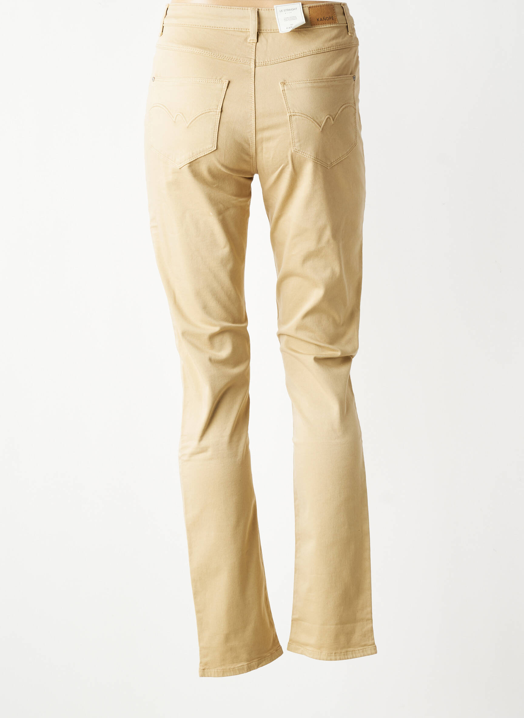 Pantalon slim țesătură poplin mărime normală bej KANOPE femeie