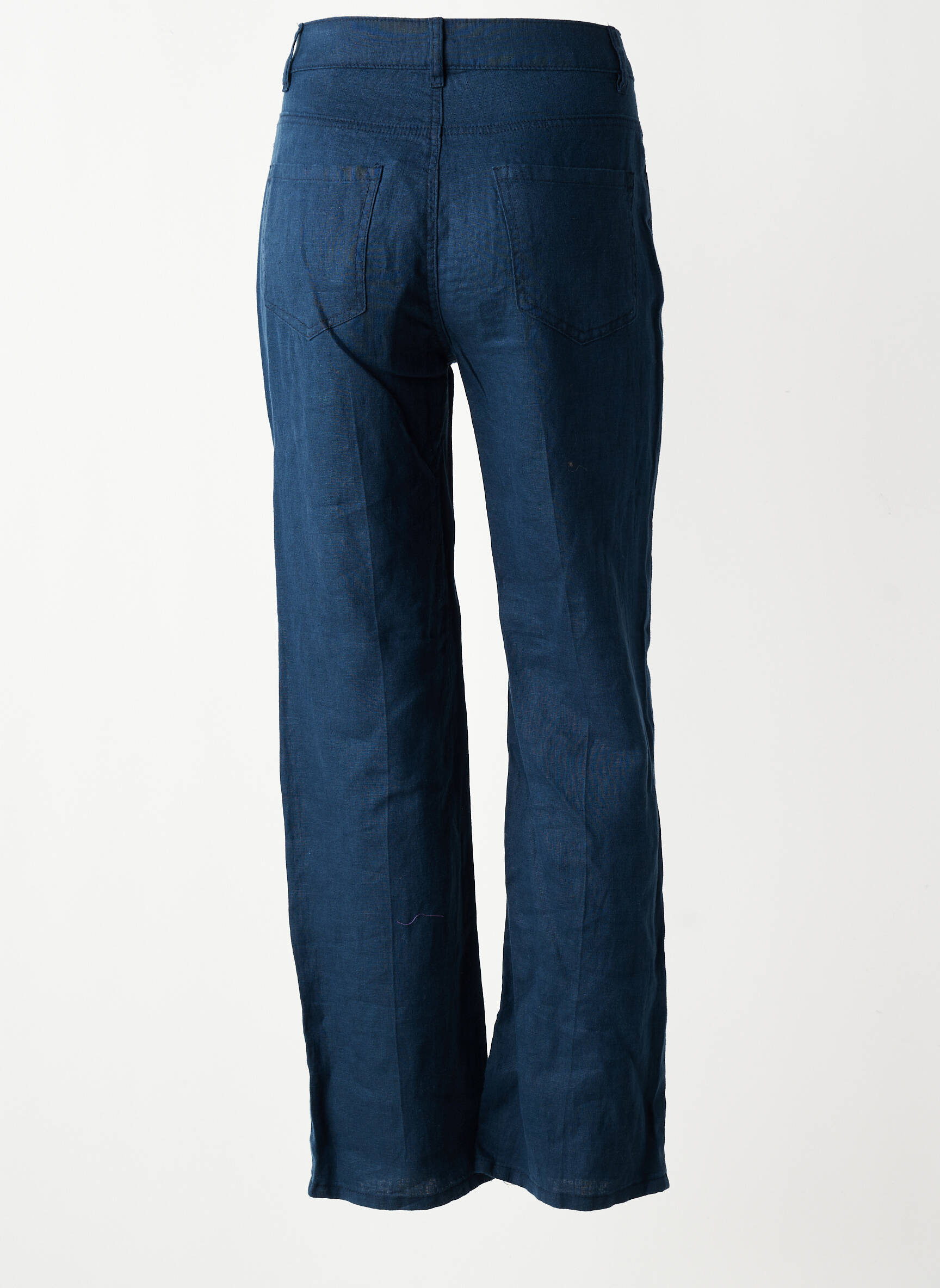 Pantalon drept țesătură crep talie înaltă albastru VAN-DOS femeie