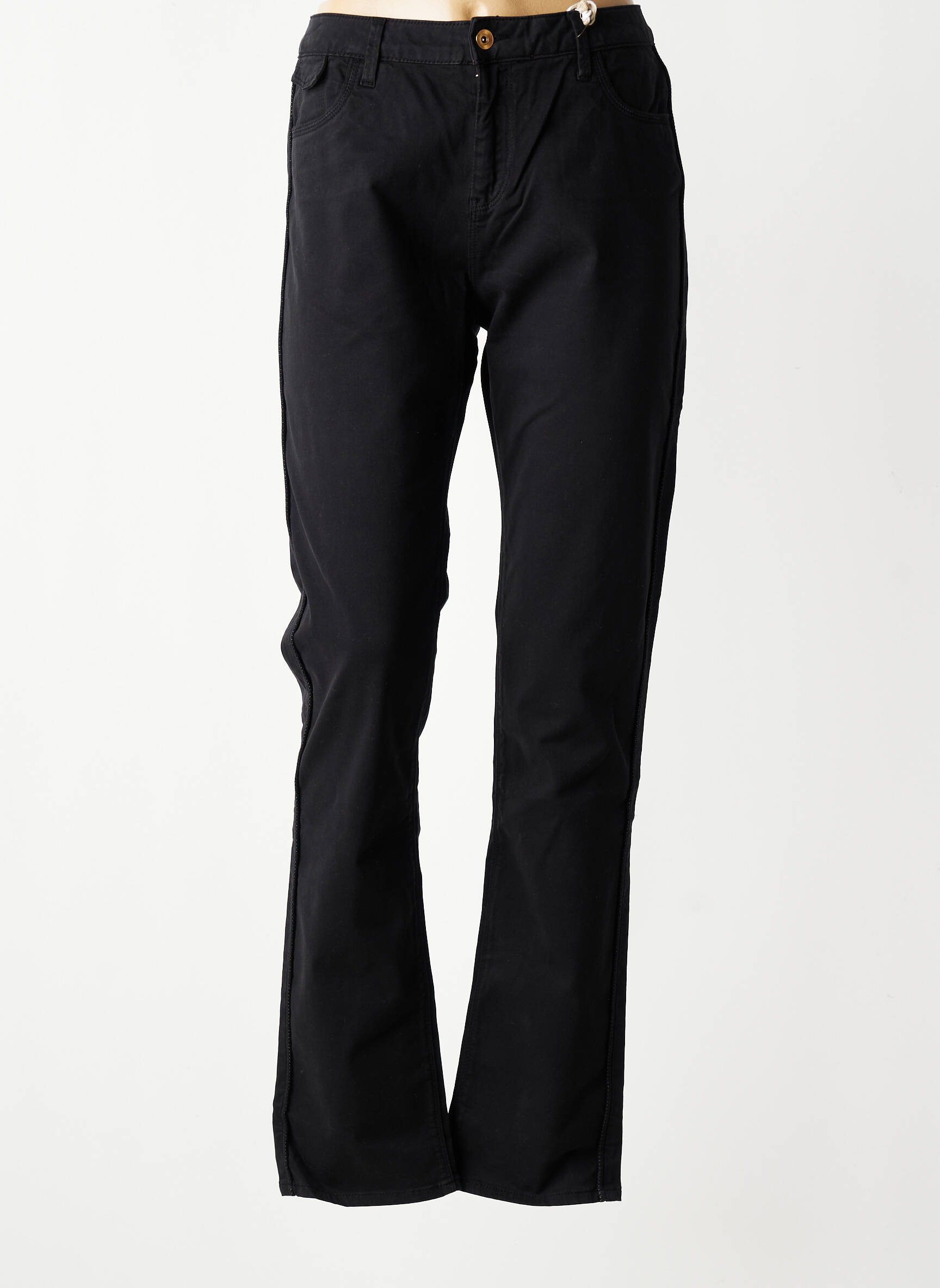 Pantalon slim țesătură poplin mărime normală negru KANOPE femeie