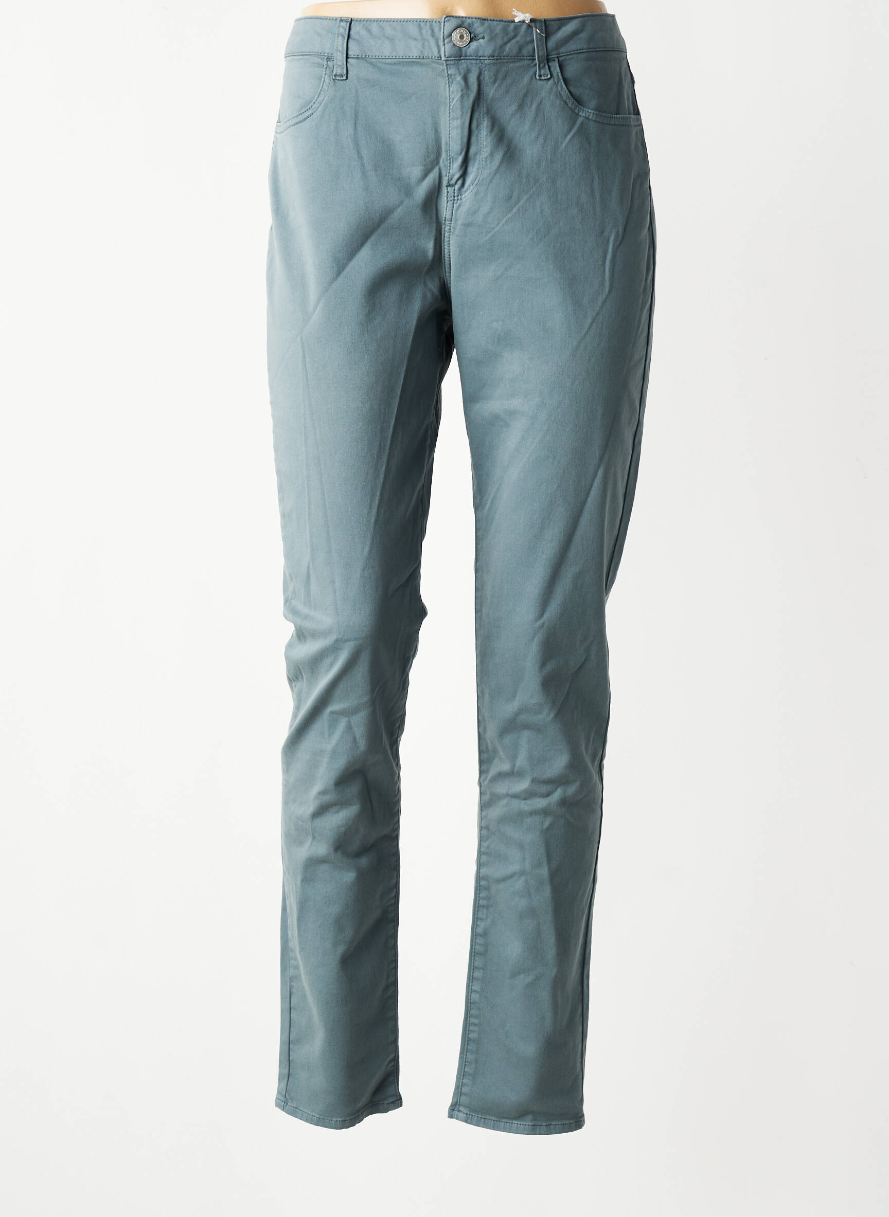 Pantalon slim țesătură poplin mărime normală gri KANOPE femeie