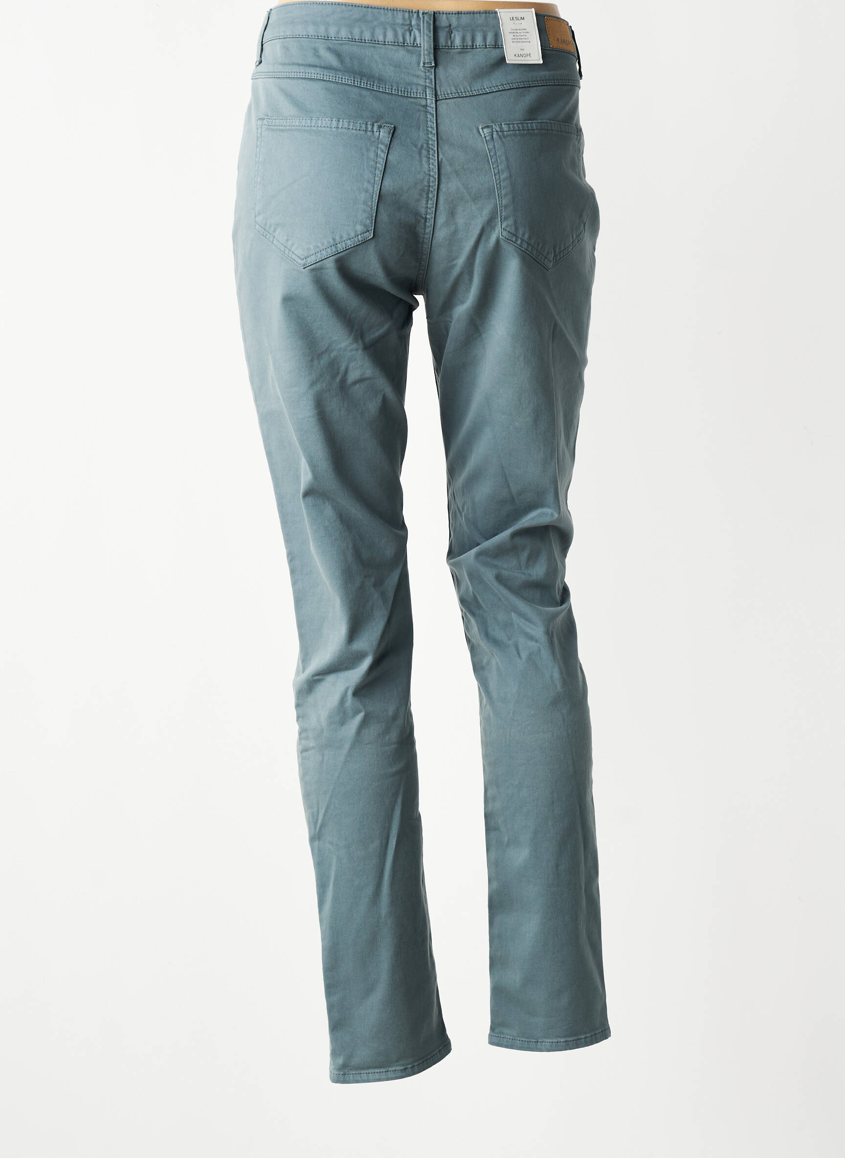 Pantalon slim țesătură poplin mărime normală gri KANOPE femeie