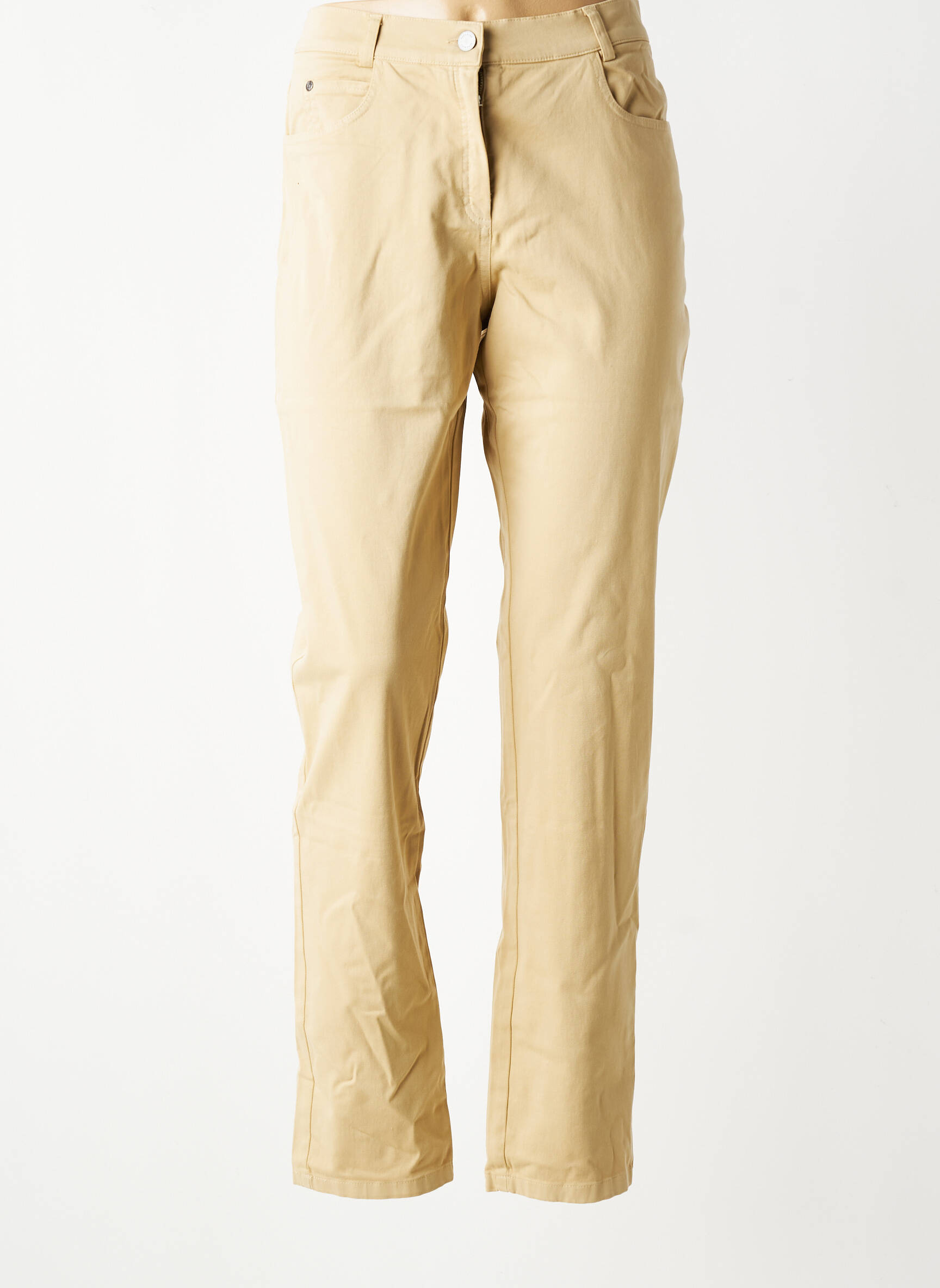 Pantalon slim țesătură poplin mărime normală bej QUATTRO femeie
