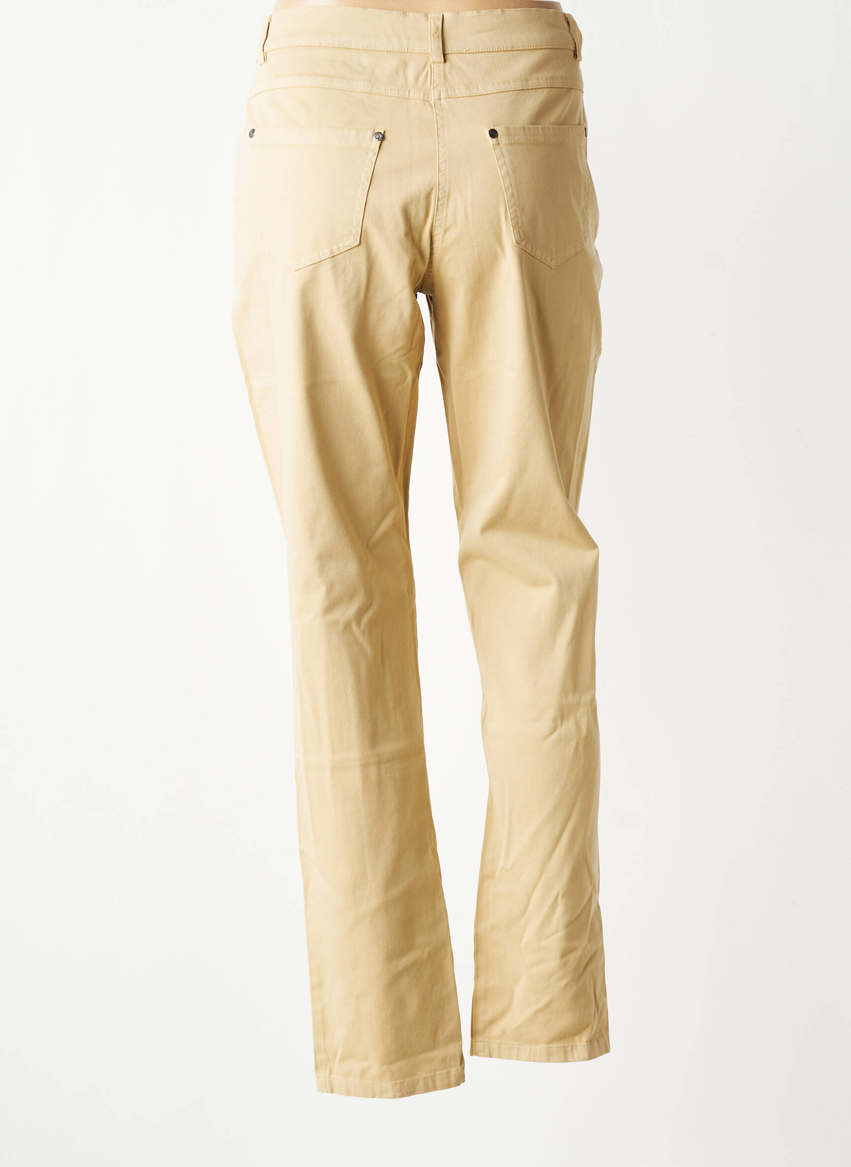 Pantalon slim țesătură poplin mărime normală bej QUATTRO femeie