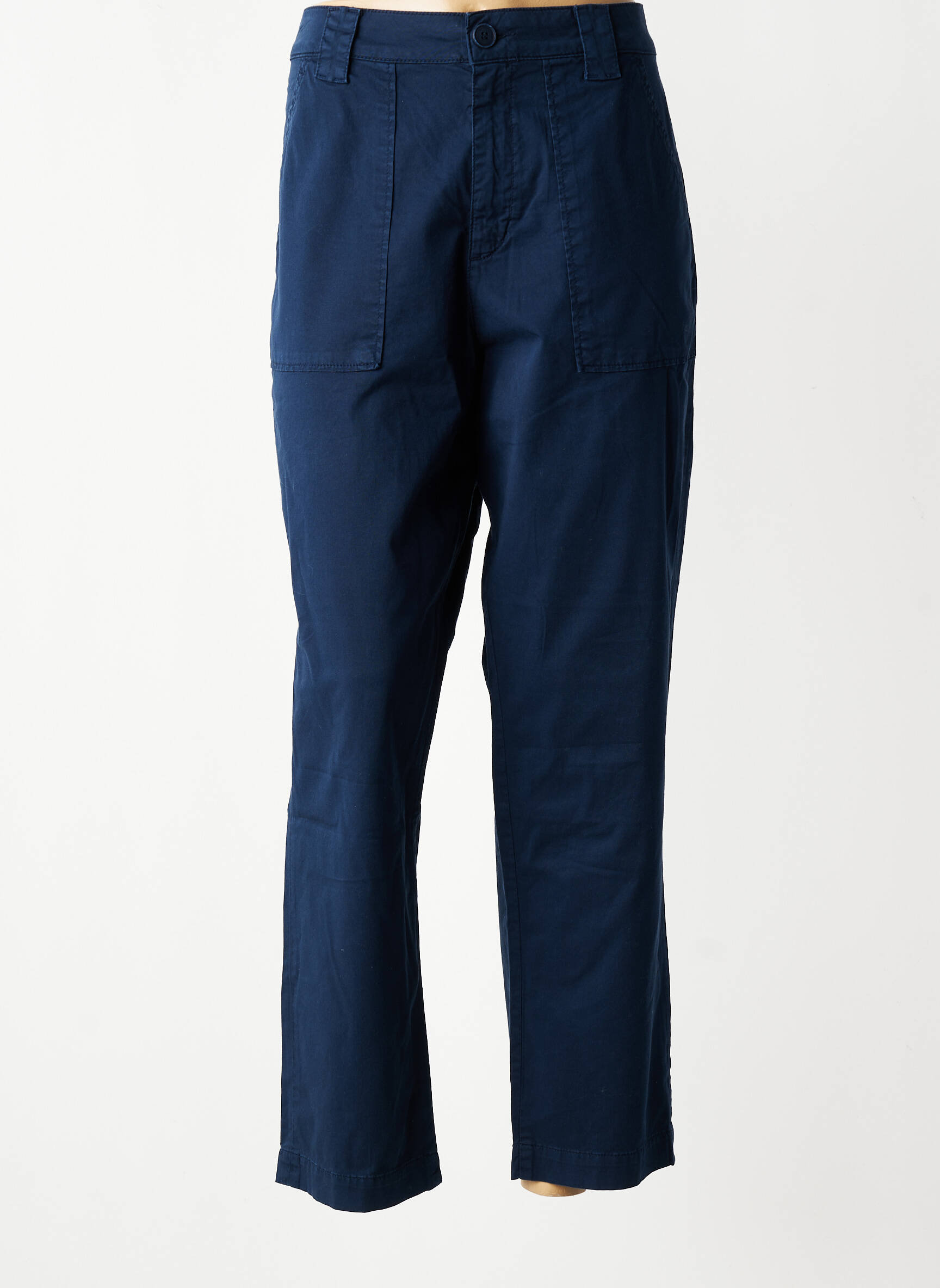 Pantalon drept țesătură poplin mărime normală albastru KANOPE femeie