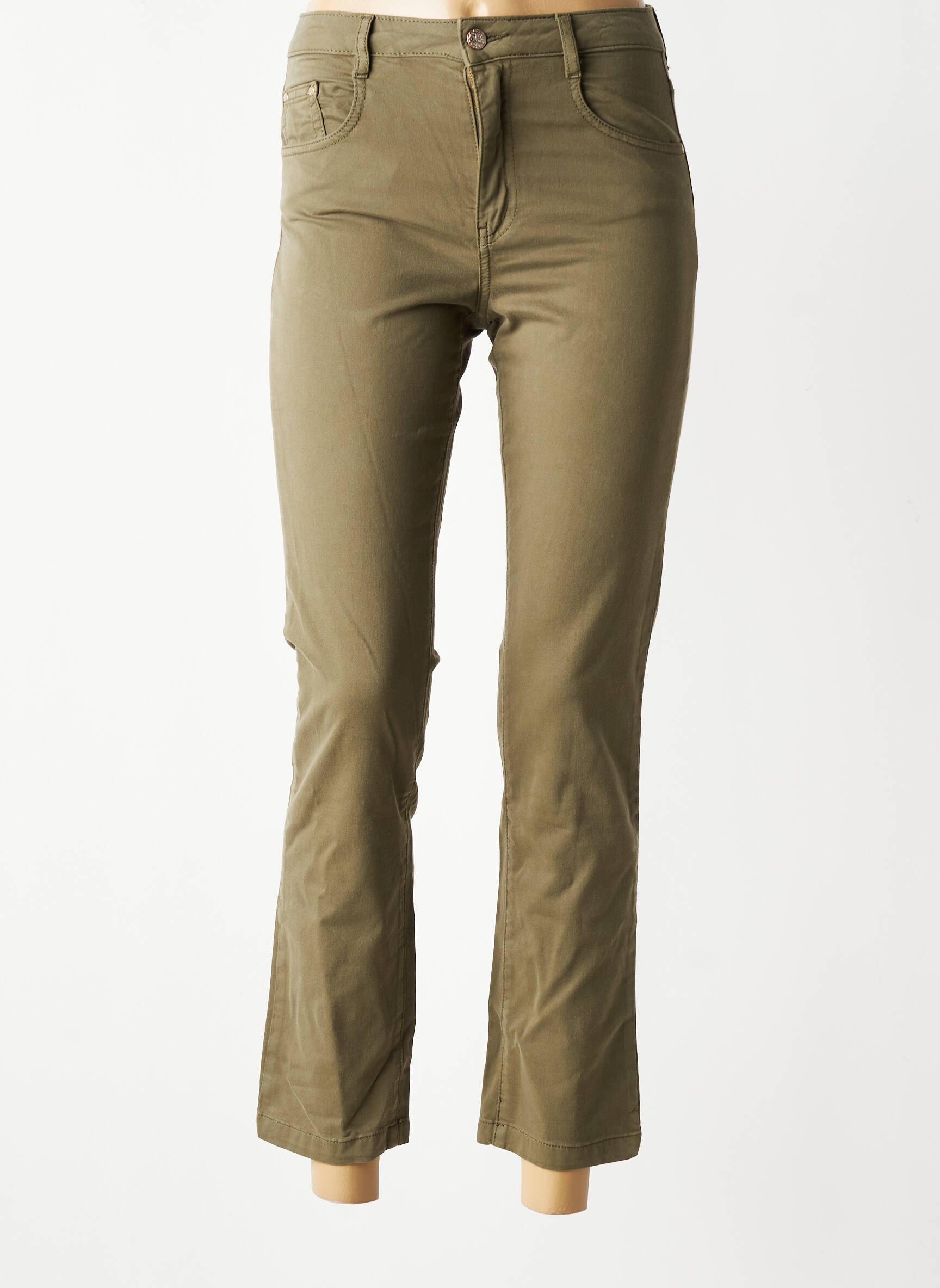 Pantalon slim talie înaltă talie înaltă verde LOLA ESPELETA femeie