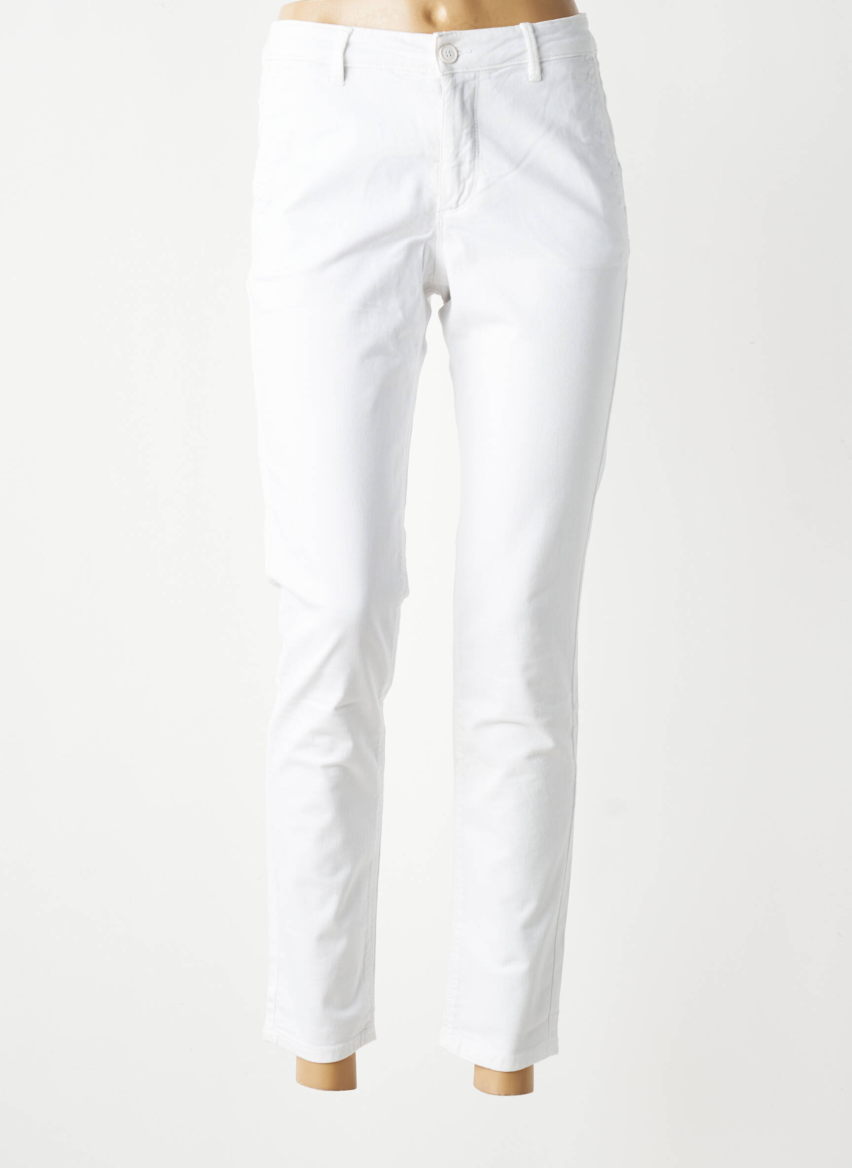 Pantalon chino elasticitate mărime normală alb HAPPY femeie