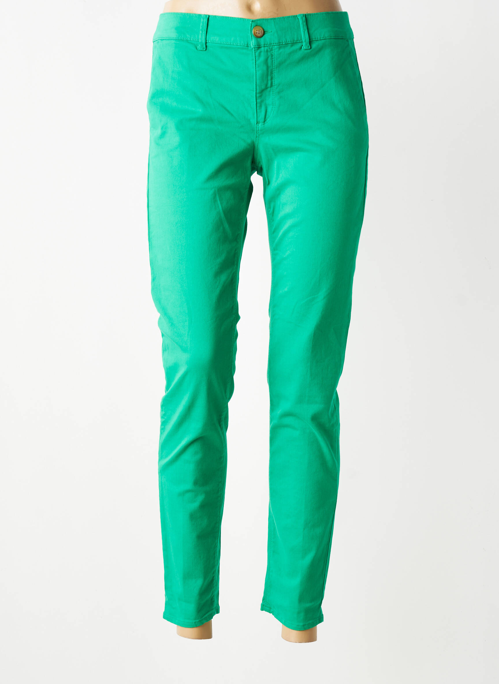 Pantalon chino elasticitate mărime normală verde HAPPY femeie