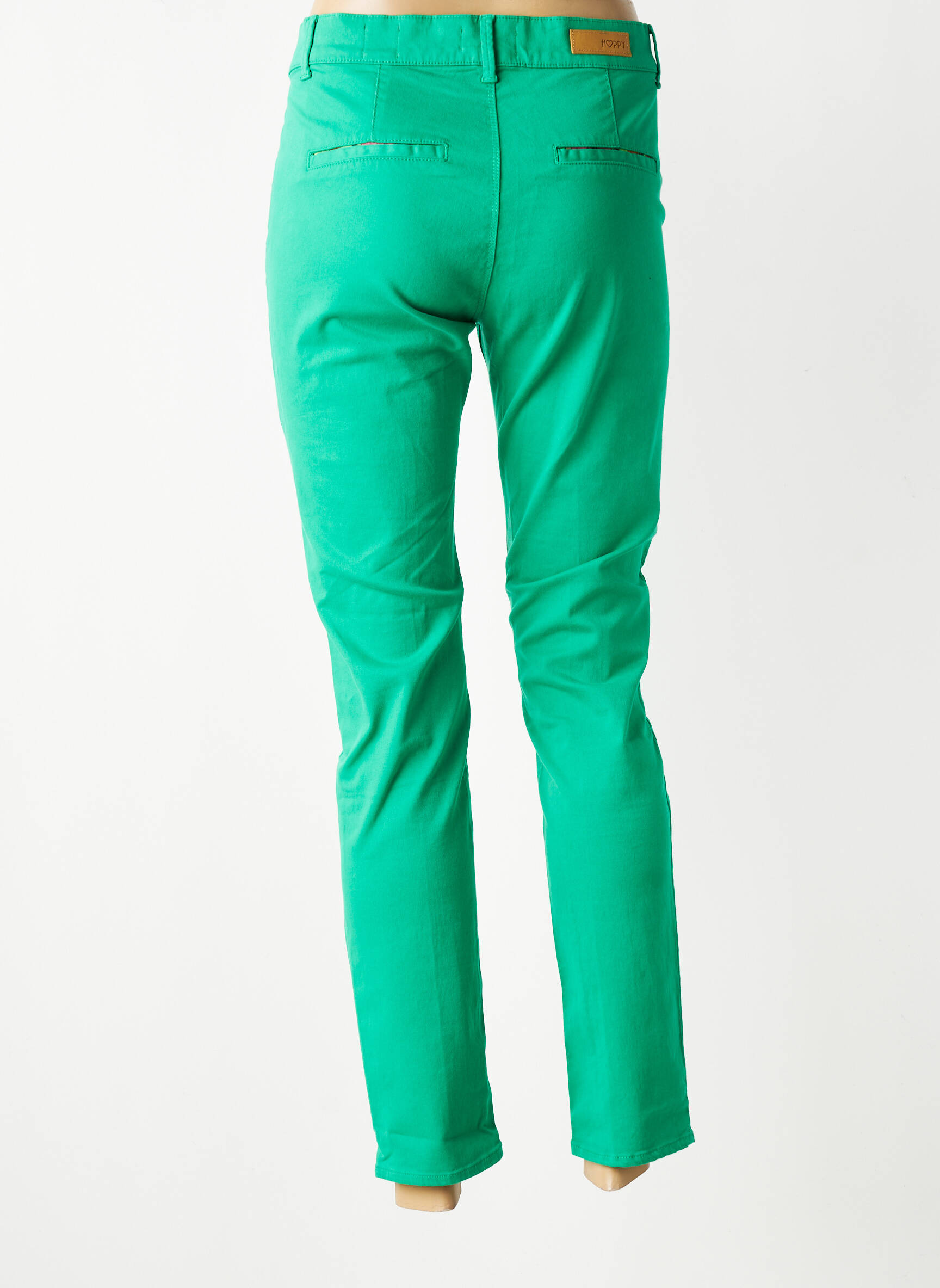 Pantalon chino elasticitate mărime normală verde HAPPY femeie