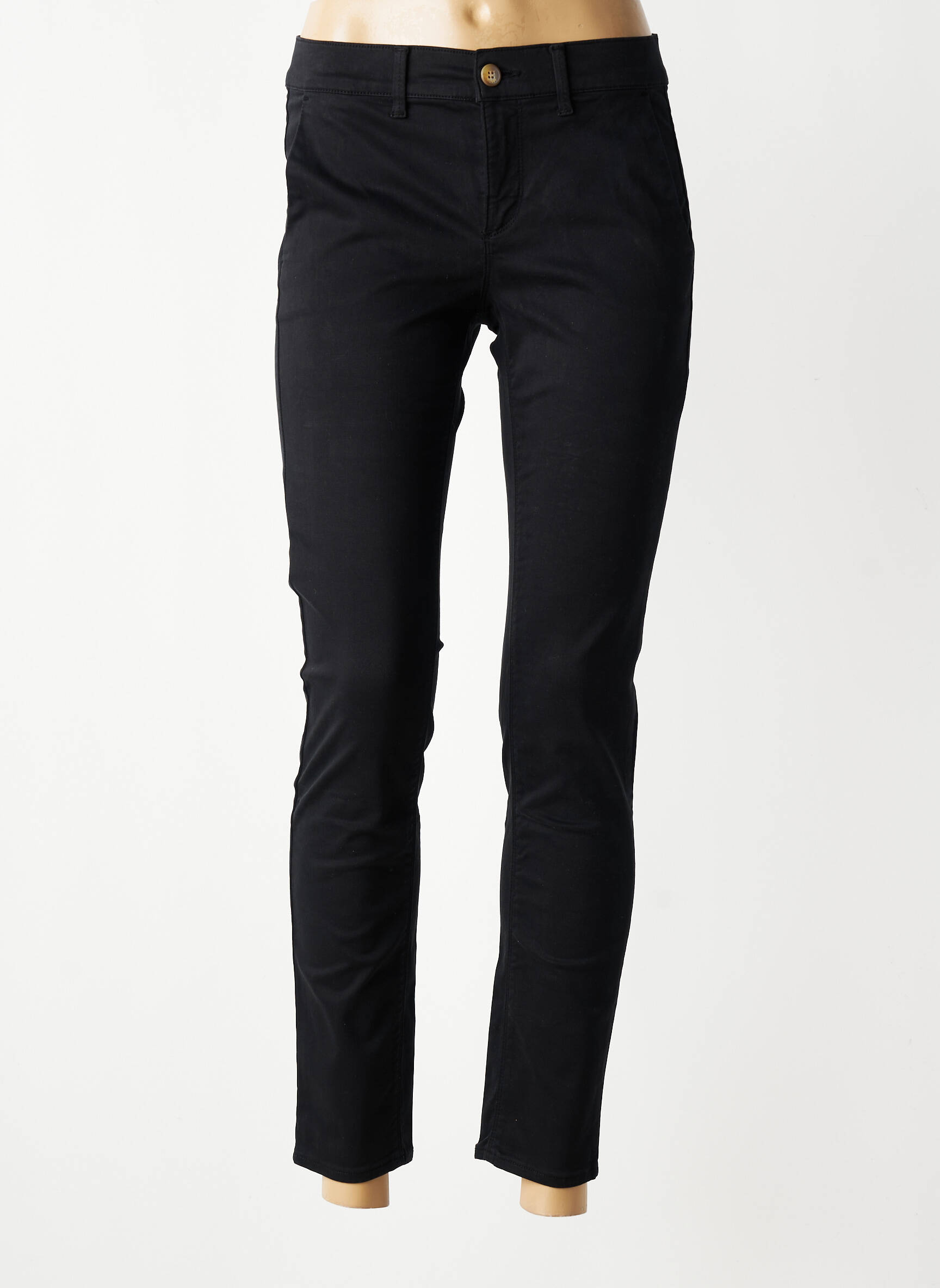 Pantalon chino elasticitate mărime normală negru HAPPY femeie