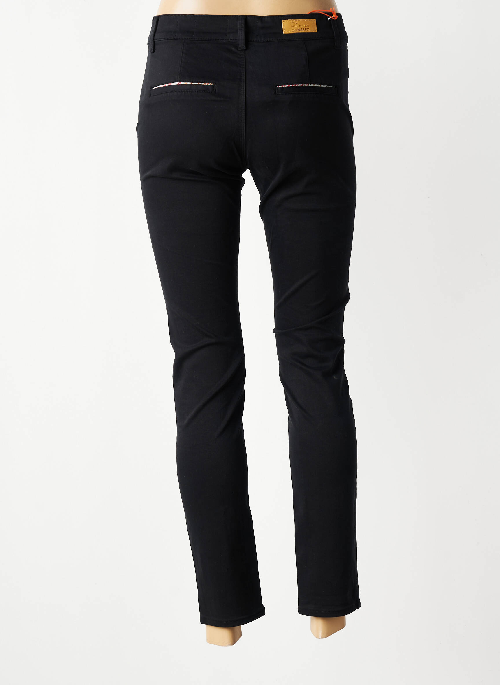 Pantalon chino elasticitate mărime normală negru HAPPY femeie
