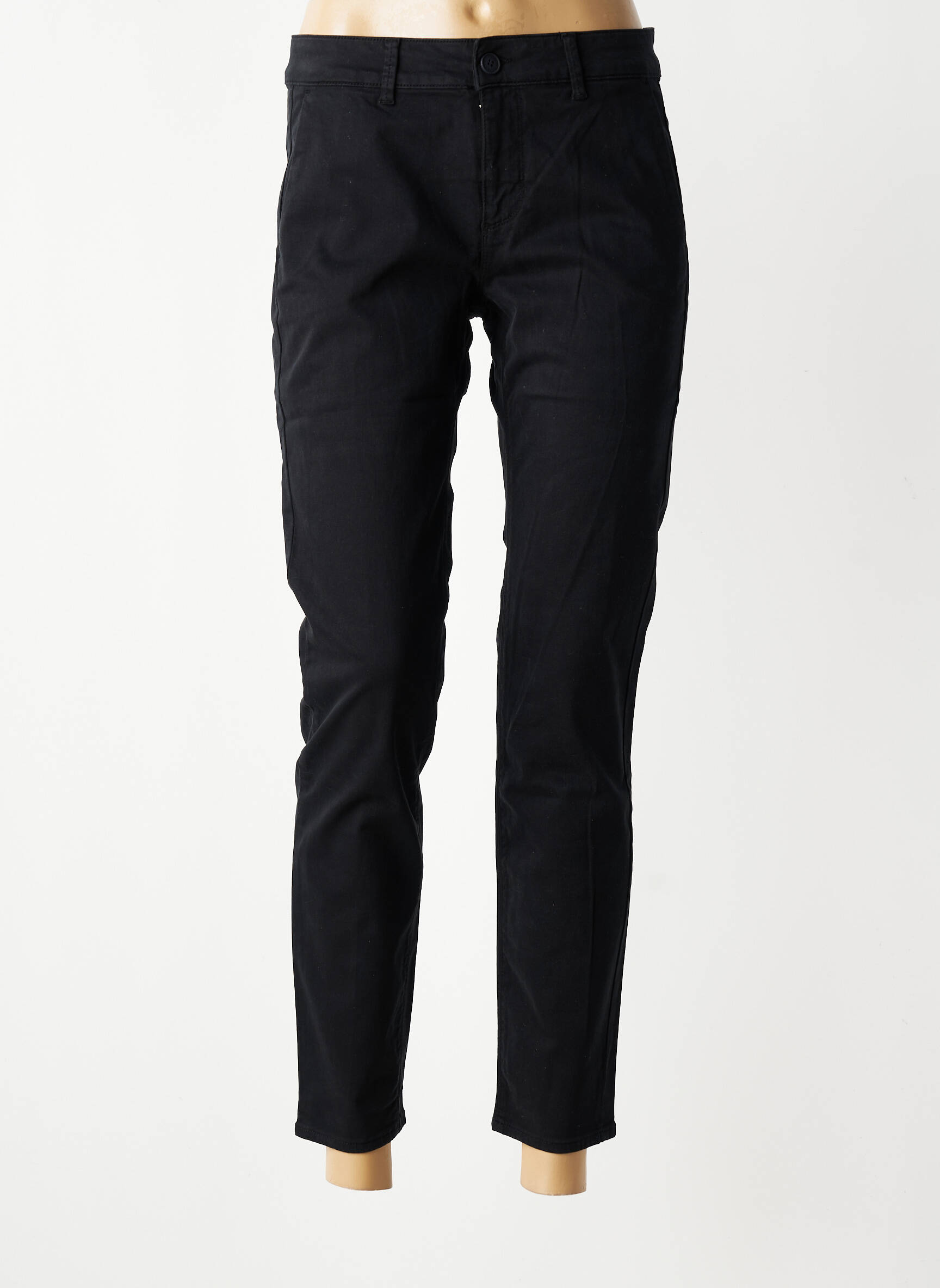 Pantalon chino elasticitate mărime normală negru HAPPY femeie