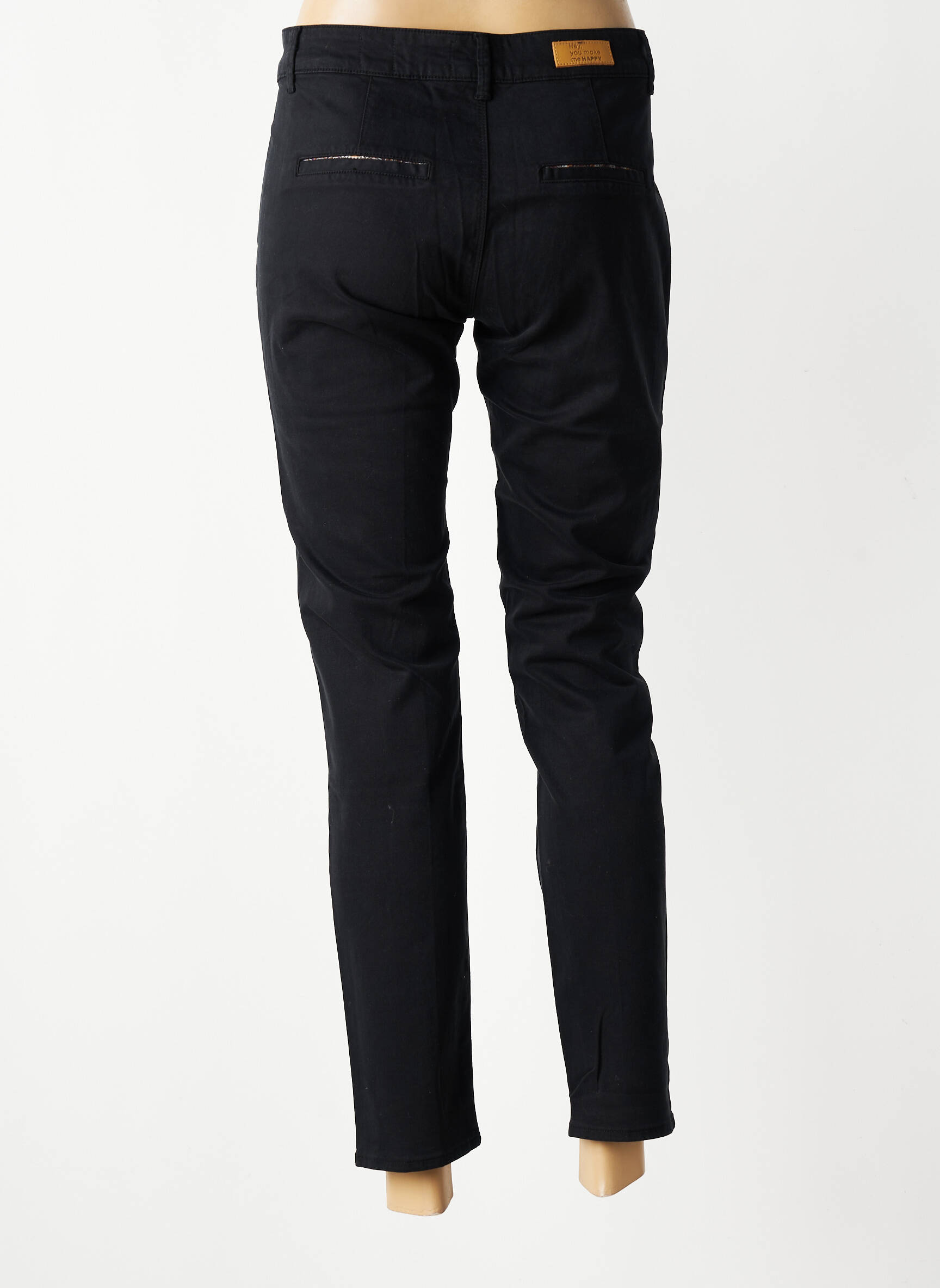 Pantalon chino elasticitate mărime normală negru HAPPY femeie
