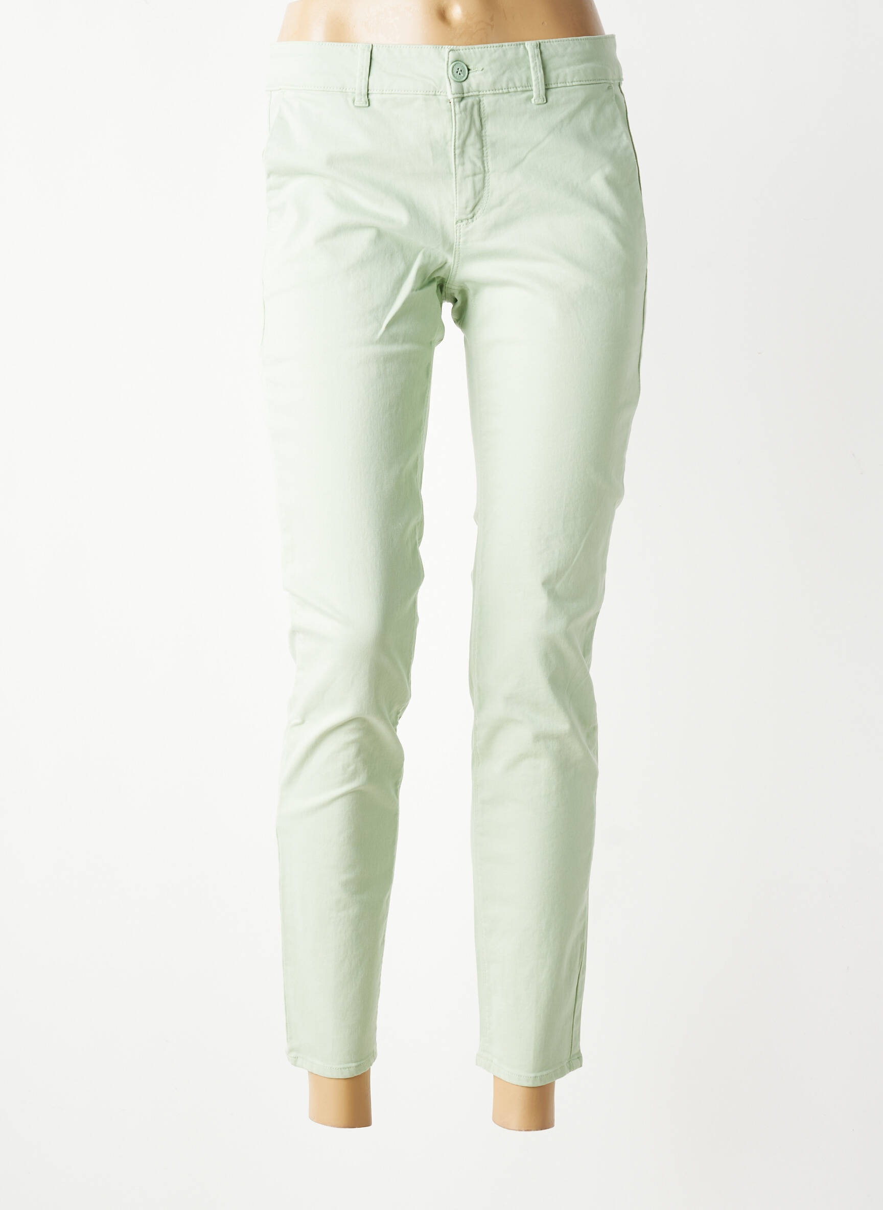 Pantalon chino elasticitate mărime normală verde HAPPY femeie