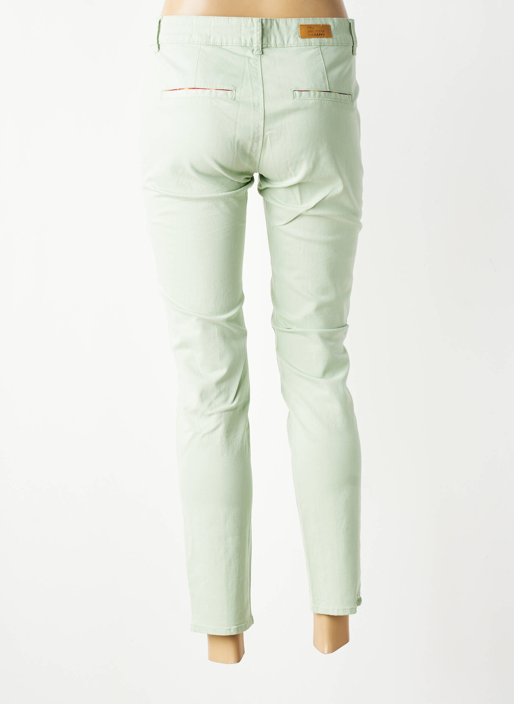 Pantalon chino elasticitate mărime normală verde HAPPY femeie