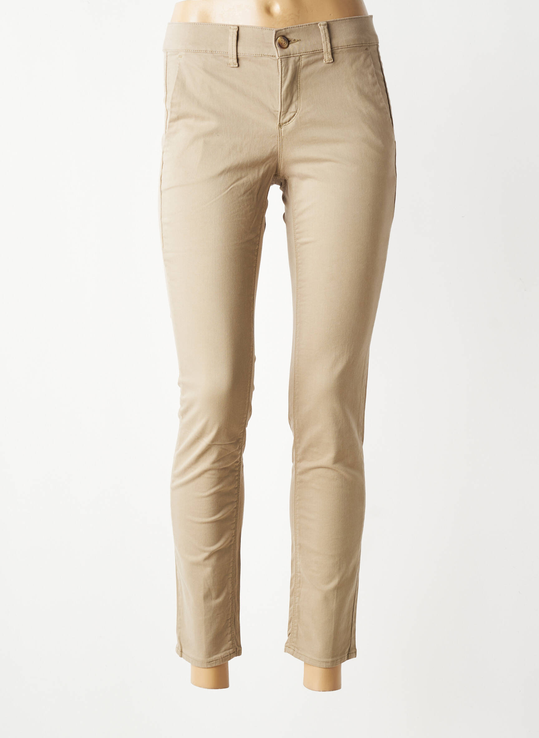 Pantalon chino elasticitate mărime normală bej HAPPY femeie