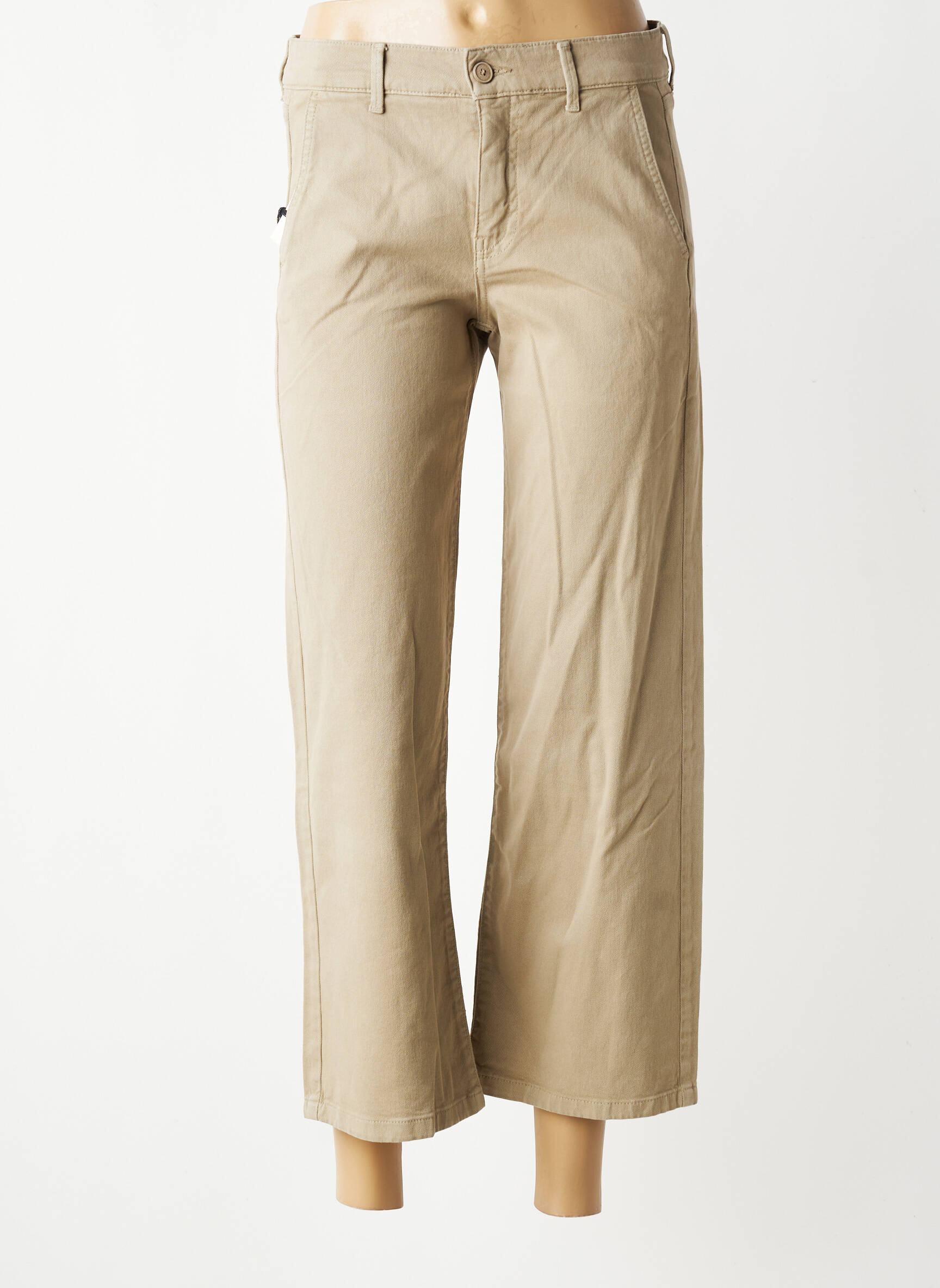 Pantalon 7/8 elasticitate mărime normală bej HAPPY femeie