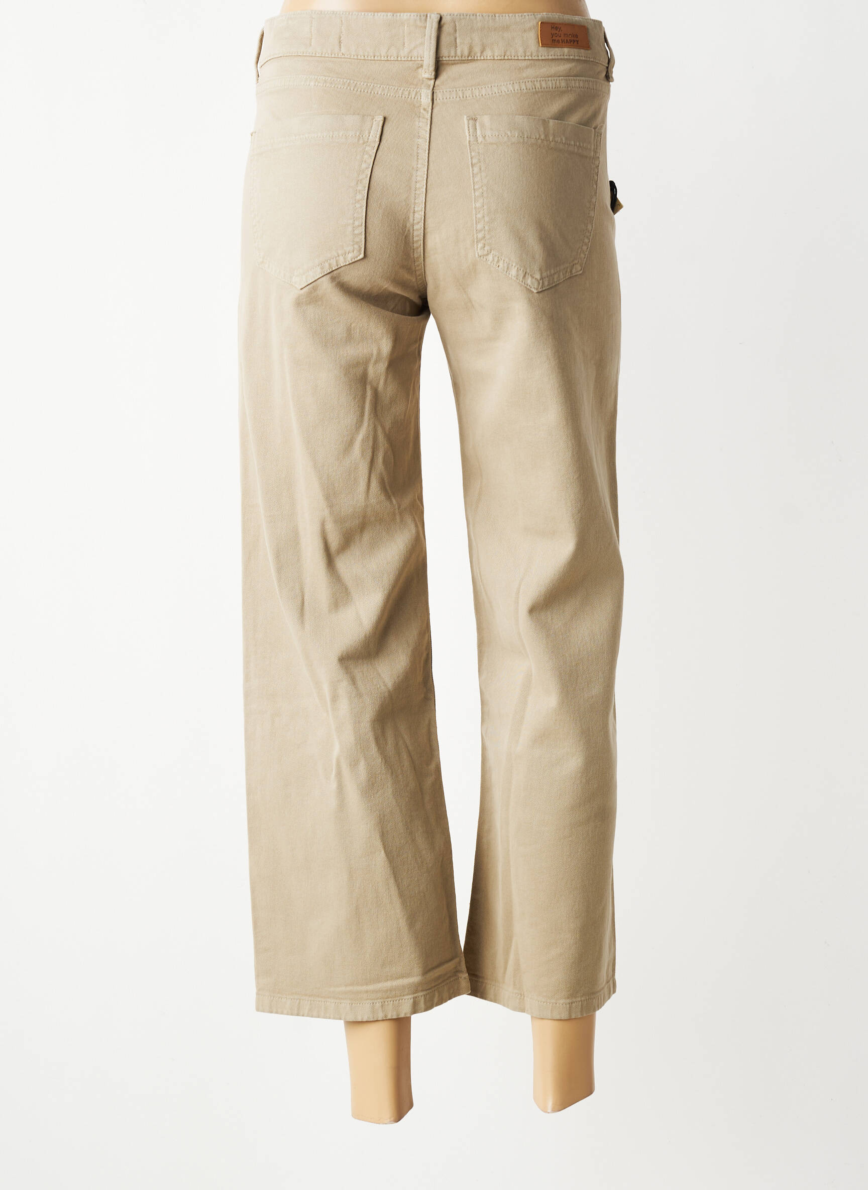 Pantalon 7/8 elasticitate mărime normală bej HAPPY femeie