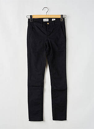 Pantalon chino țesătură poplin mărime normală negru HAPPY femeie
