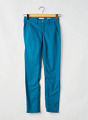 Pantalon chino țesătură poplin mărime normală albastru HAPPY femeie