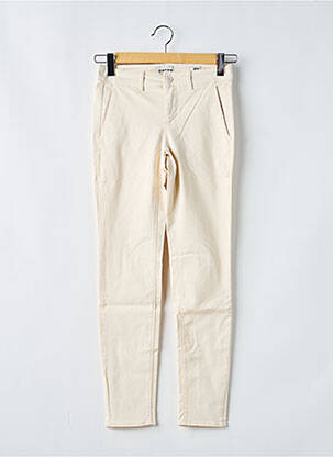 Pantalon chino țesătură poplin mărime normală bej HAPPY femeie