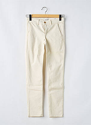 Pantalon chino țesătură poplin mărime normală bej HAPPY femeie