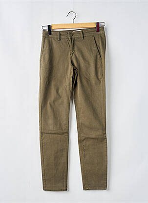 Pantalon chino țesătură poplin mărime normală verde HAPPY femeie