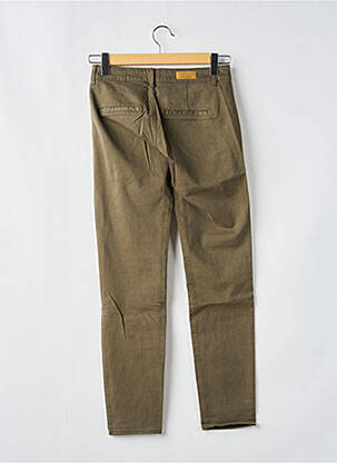 Pantalon chino țesătură poplin mărime normală verde HAPPY femeie