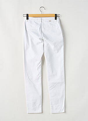 Pantalon chino țesătură poplin mărime normală alb HAPPY femeie