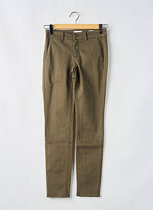 Pantalon chino țesătură poplin mărime normală verde HAPPY femeie