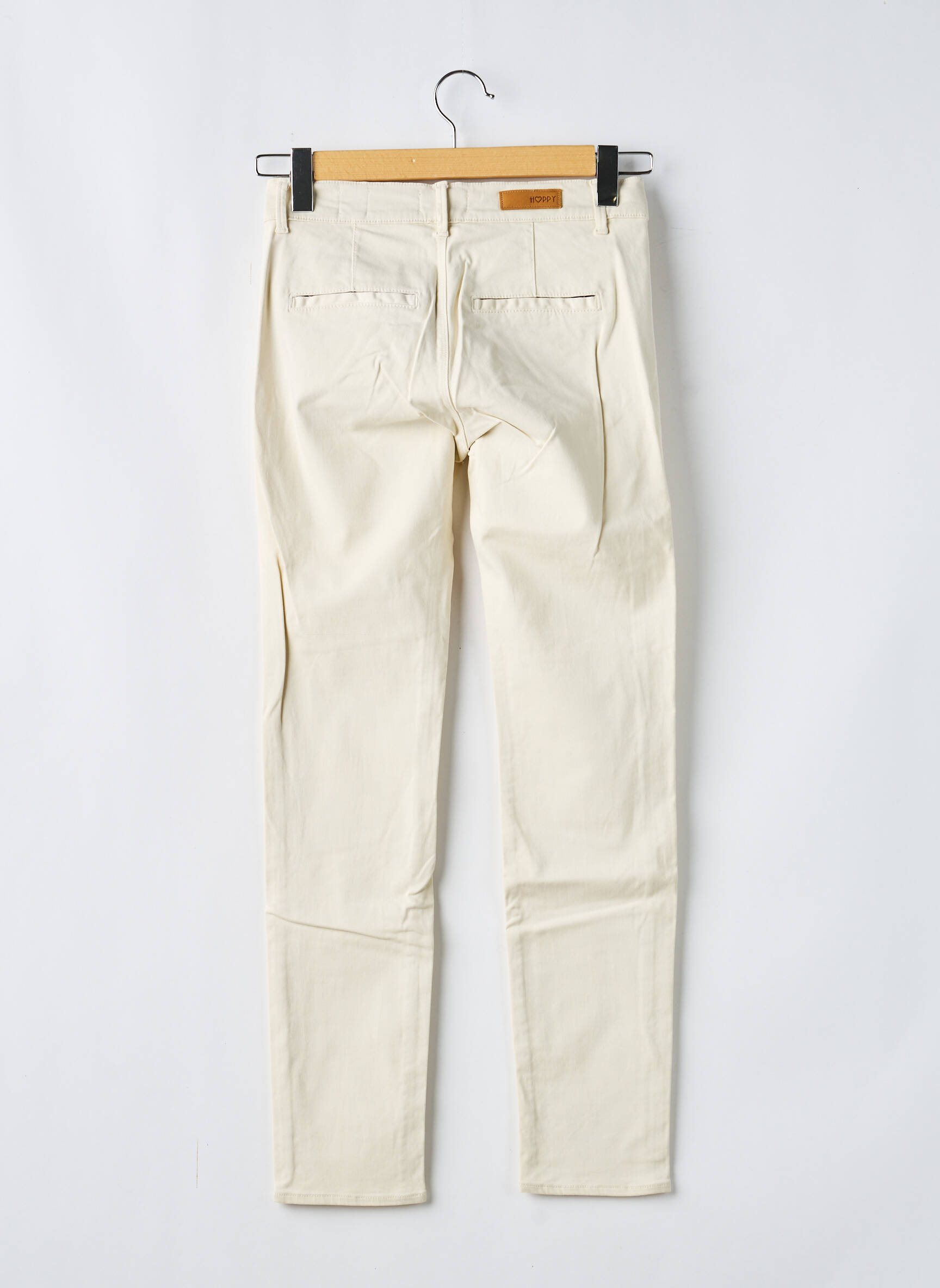 Pantalon chino țesătură poplin mărime normală bej HAPPY femeie