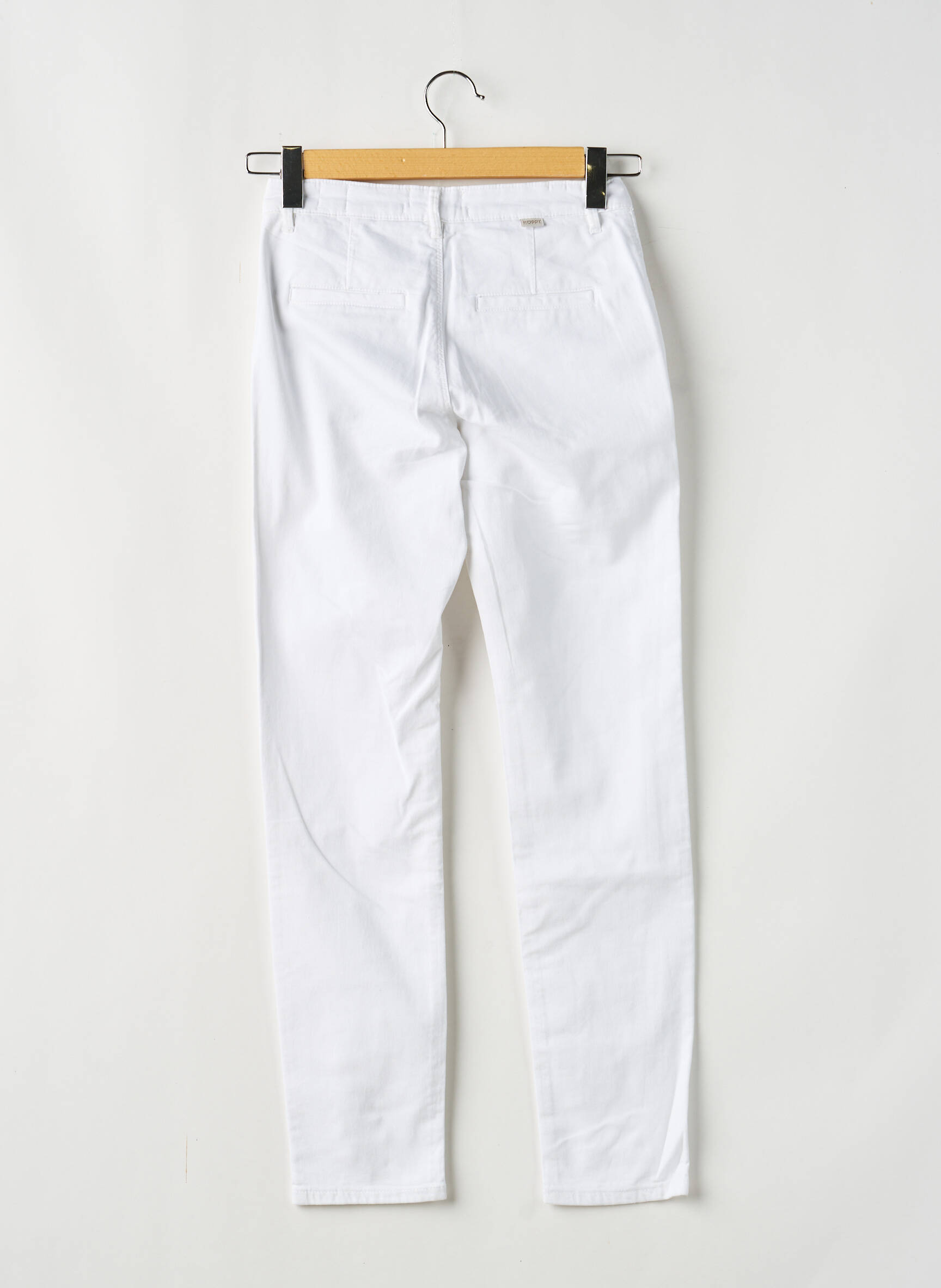 Pantalon chino țesătură poplin mărime normală alb HAPPY femeie