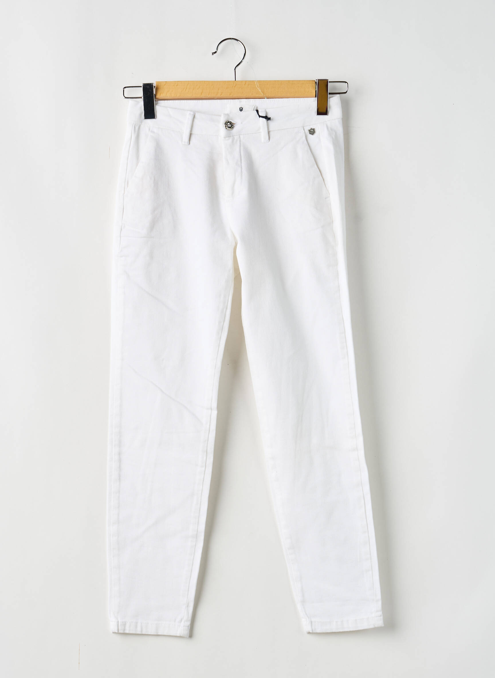 Pantalon chino țesătură poplin mărime normală alb FREEMAN T.PORTER femeie