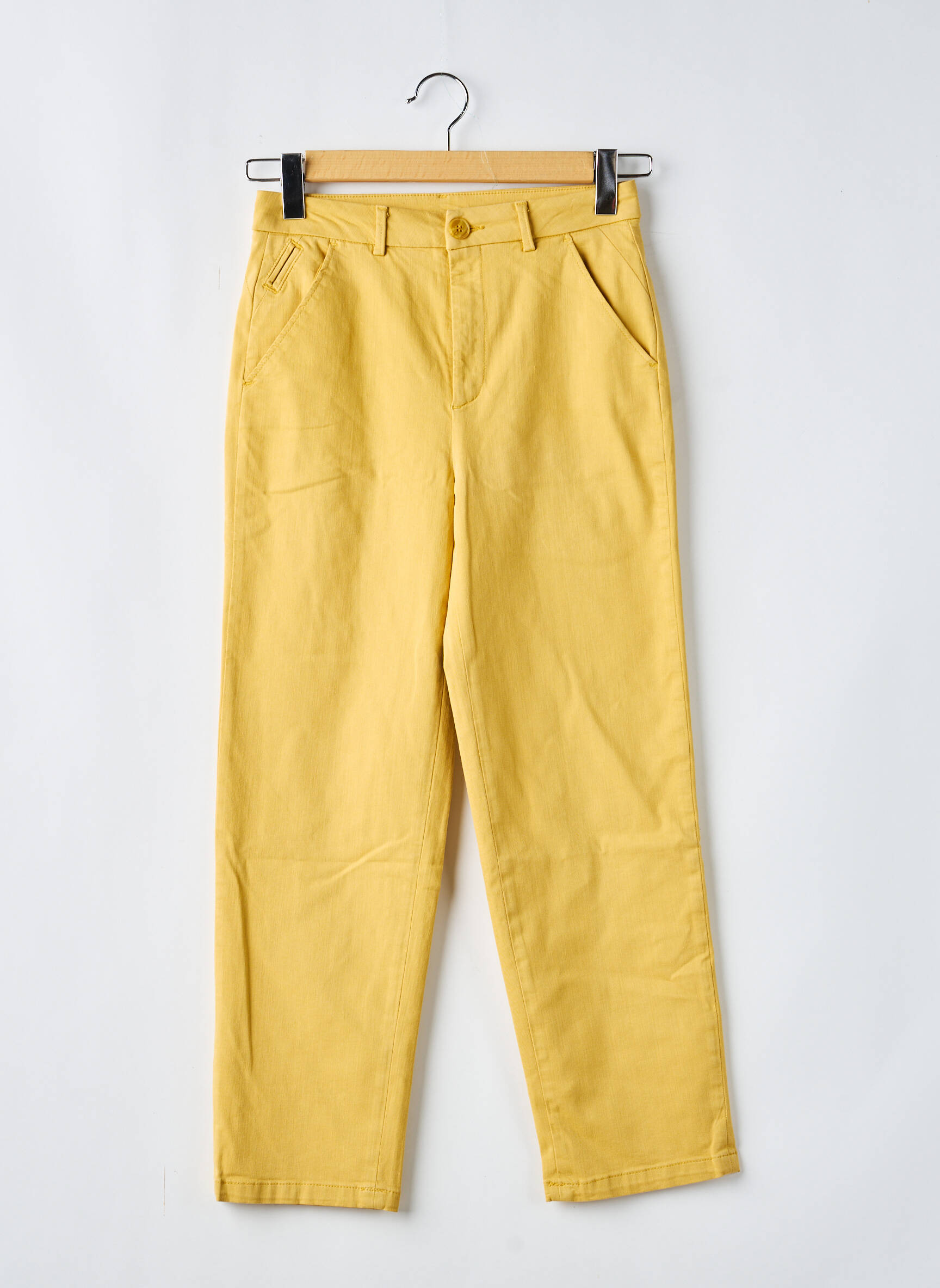 Pantalon chino țesătură poplin mărime normală galben REIKO femeie