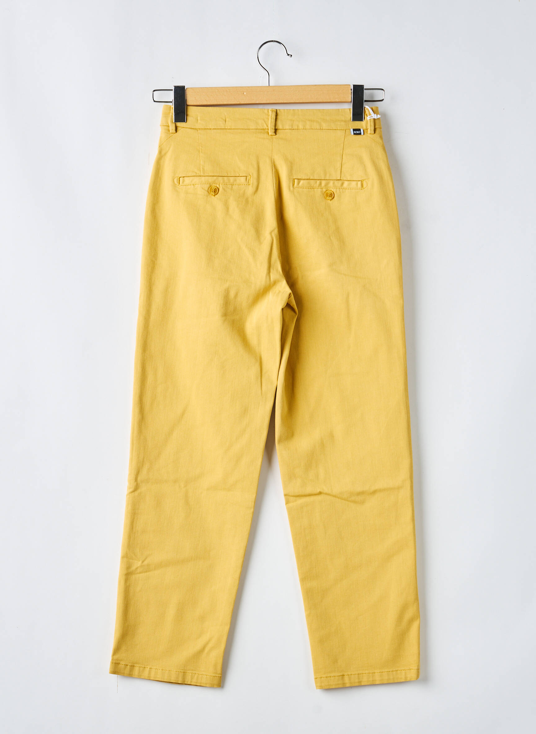 Pantalon chino țesătură poplin mărime normală galben REIKO femeie