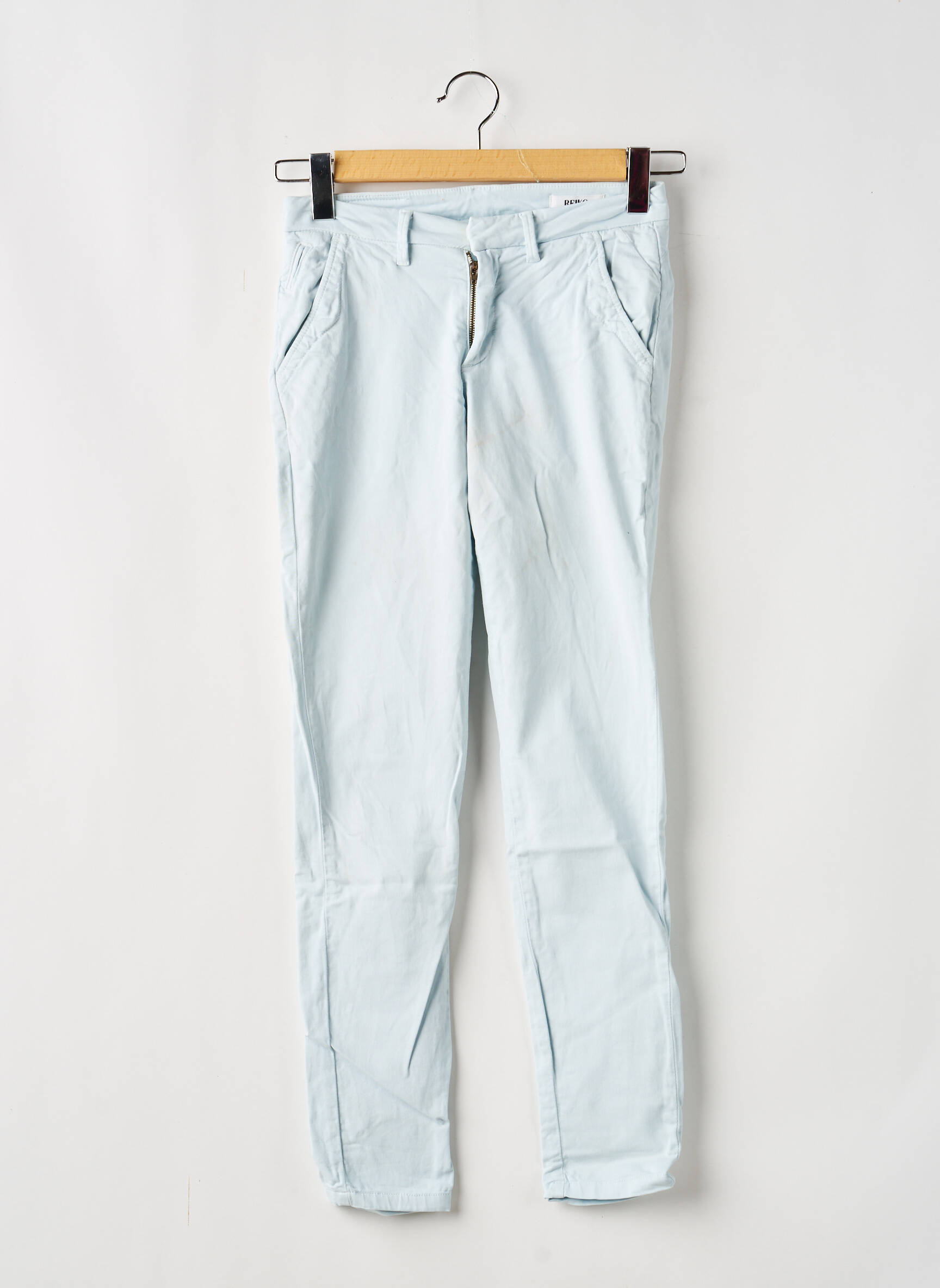 Pantalon chino țesătură poplin mărime normală albastru REIKO femeie