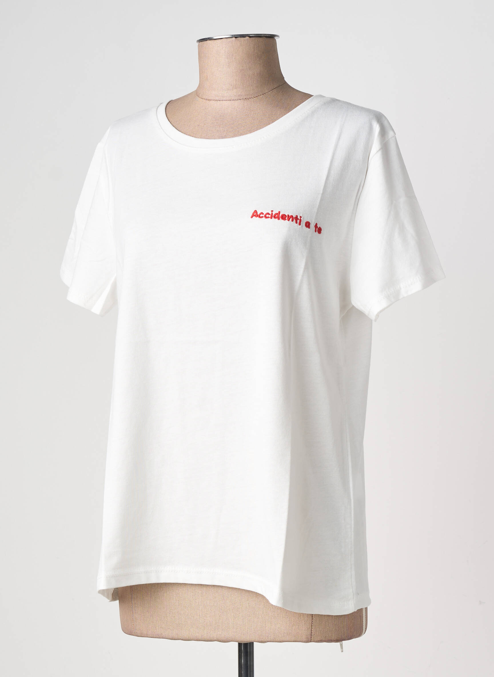 Tricou croială dreaptă mâneci scurte alb ALTAMIRA femeie