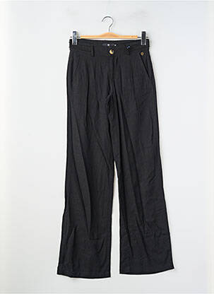 Pantalon drept închidere cu fermoar sub clapetă cu nasturi negru FREEMAN T.PORTER femeie