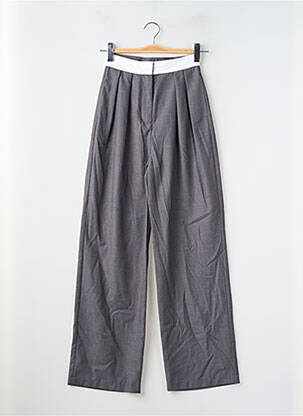 Pantalon larg talie cu cleme talie înaltă gri SUNCOO femeie