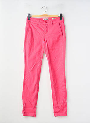Pantalon chino țesătură poplin mărime normală roz HAPPY femeie