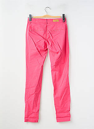 Pantalon chino țesătură poplin mărime normală roz HAPPY femeie
