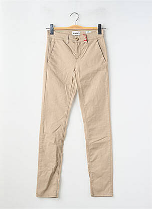 Pantalon chino țesătură poplin mărime normală maro HAPPY femeie