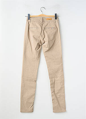 Pantalon chino țesătură poplin mărime normală maro HAPPY femeie