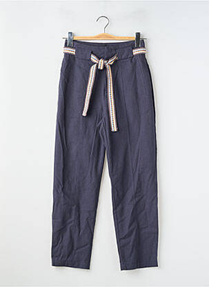 Pantalon drept țesătură crep talie înaltă albastru SUNCOO femeie