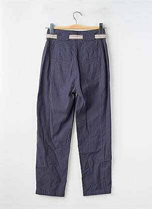 Pantalon drept țesătură crep talie înaltă albastru SUNCOO femeie