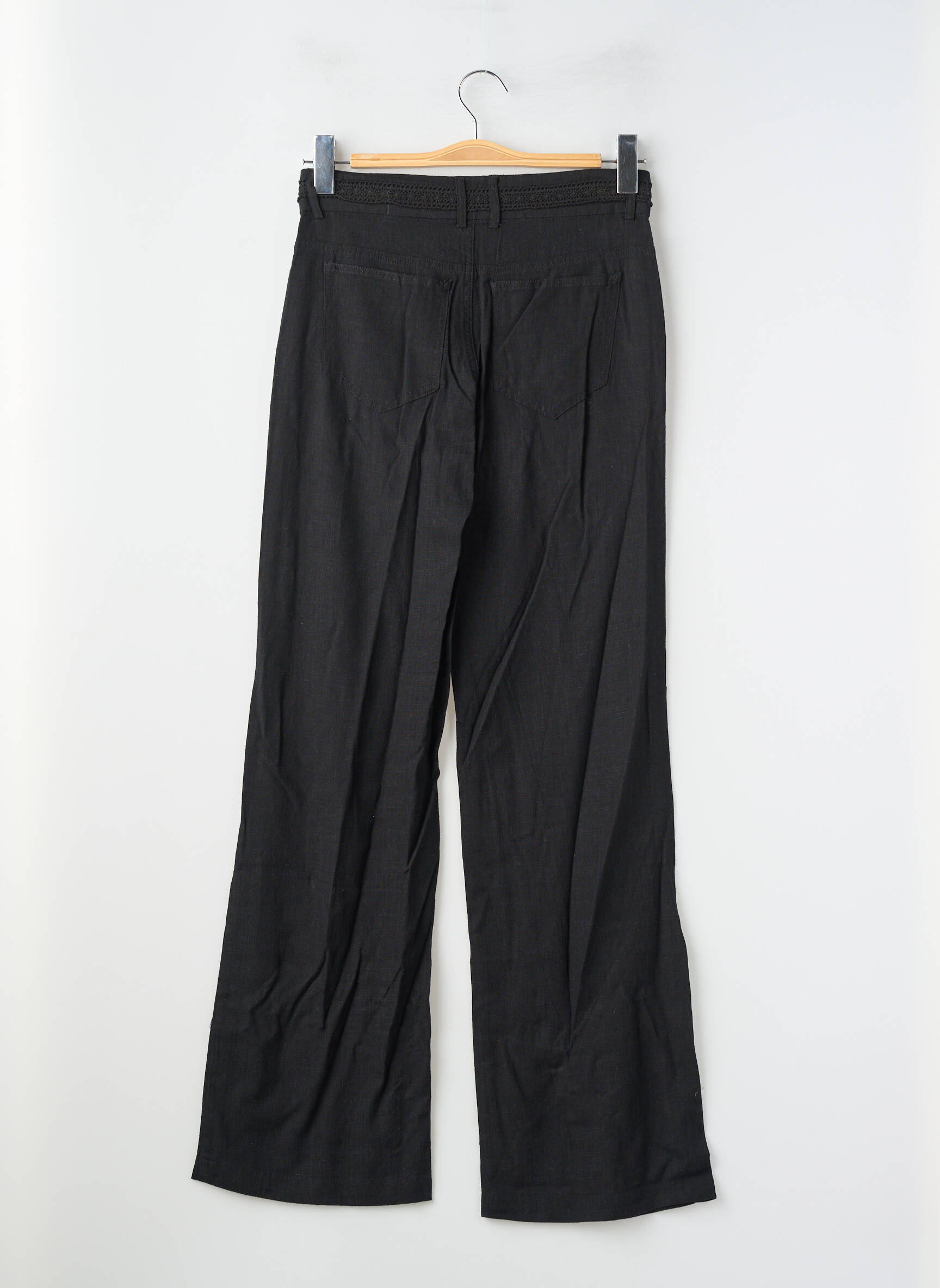 Pantalon drept închidere cu fermoar sub clapetă cu nasturi negru FREEMAN T.PORTER femeie
