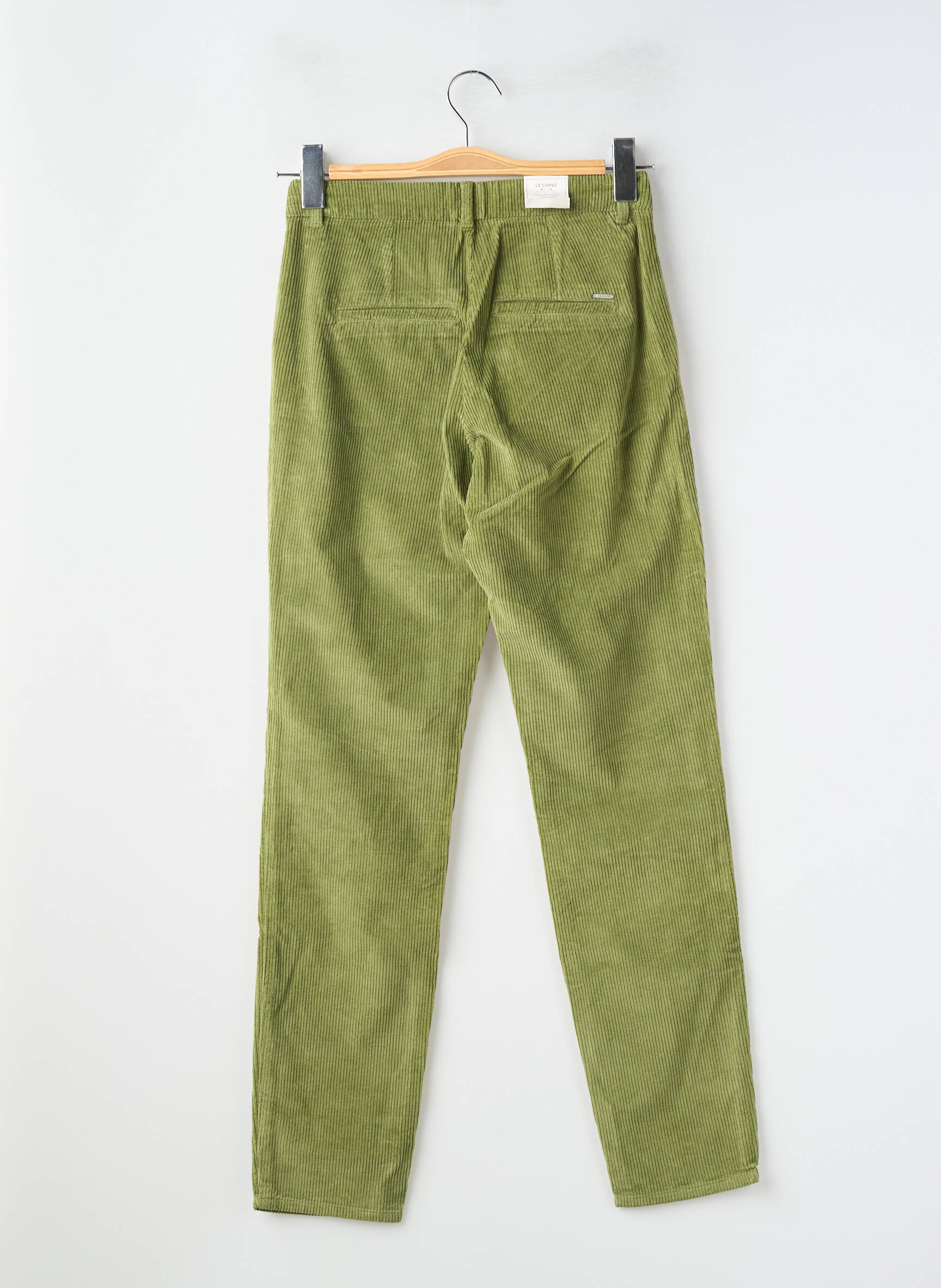 Pantalon chino închidere cu fermoar sub clapetă cu nasturi mărime normală verde KANOPE femeie
