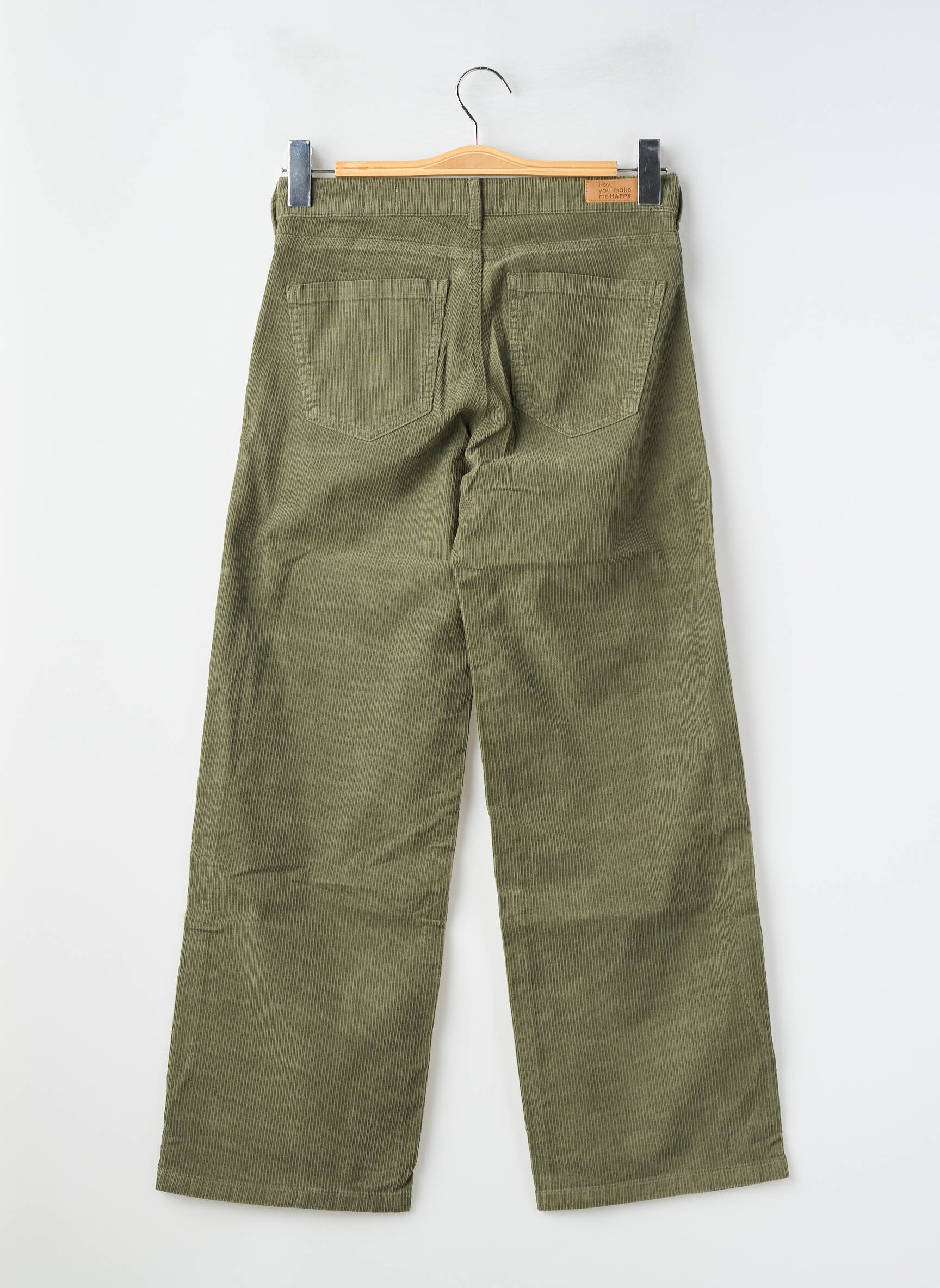 Pantalon larg închidere cu fermoar sub clapetă cu nasturi mărime normală verde HAPPY femeie