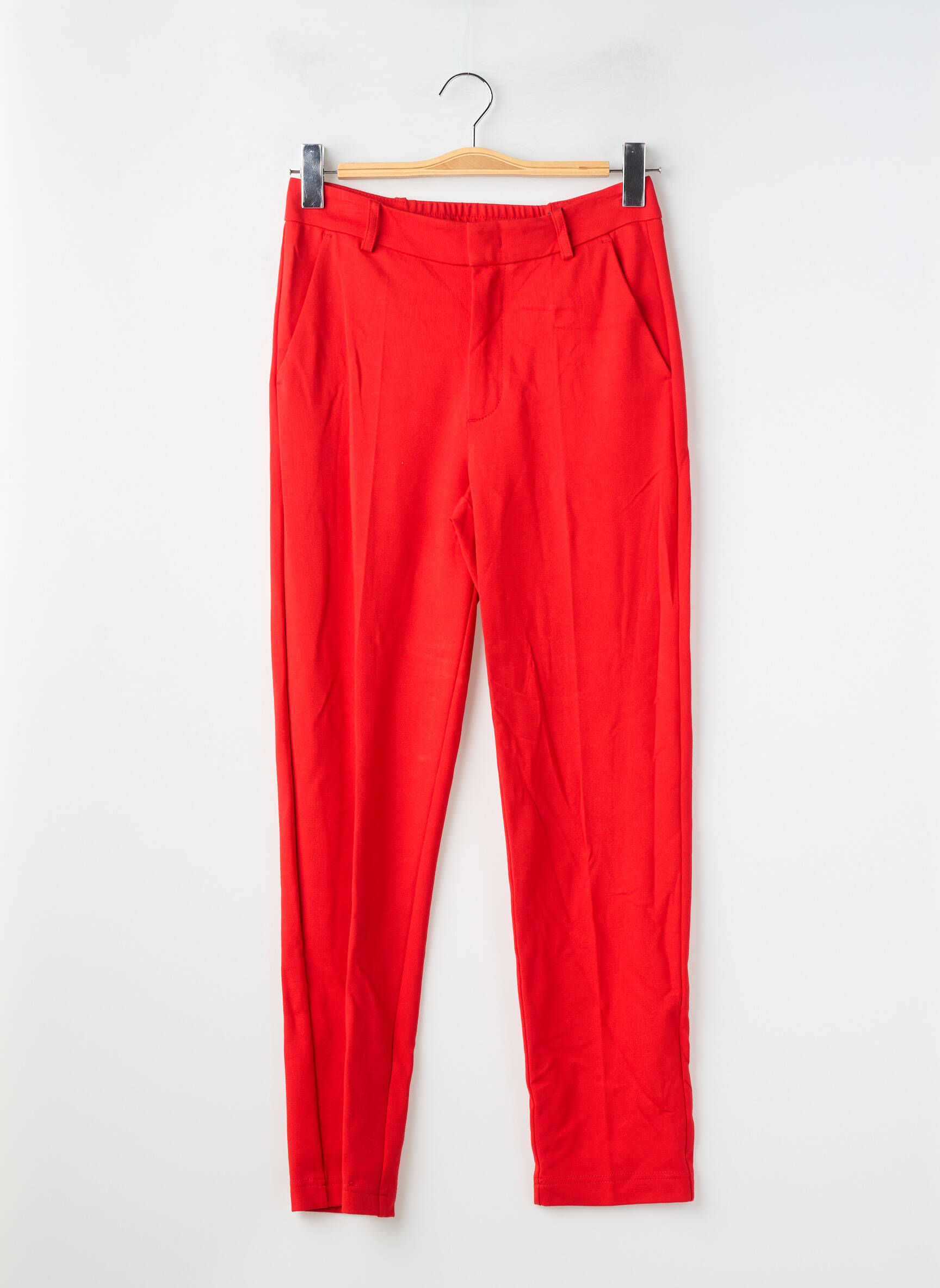 Pantalon chino închidere cu fermoar sub clapetă cu cârlig roșu OUI femeie
